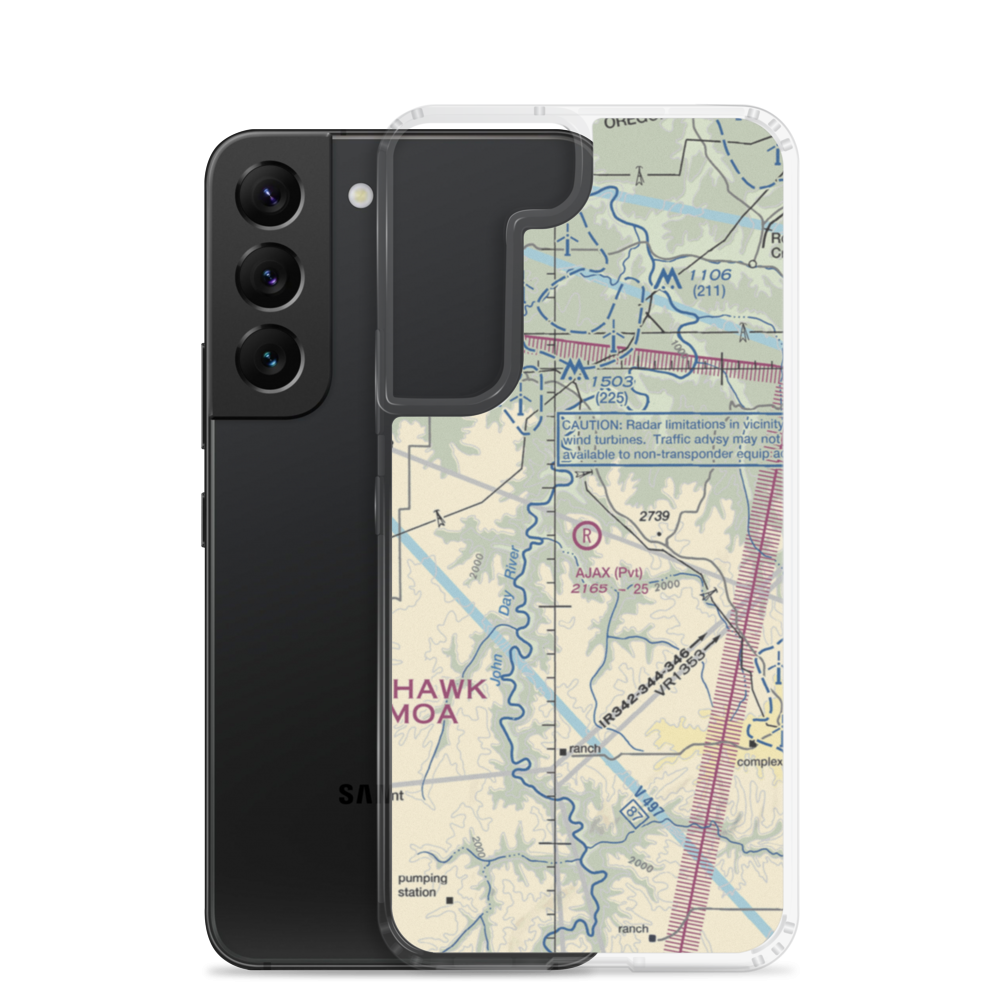 Ajax Airport (OR46) VFR Sectional Samsung Case Samsung Galaxy S22 model shown