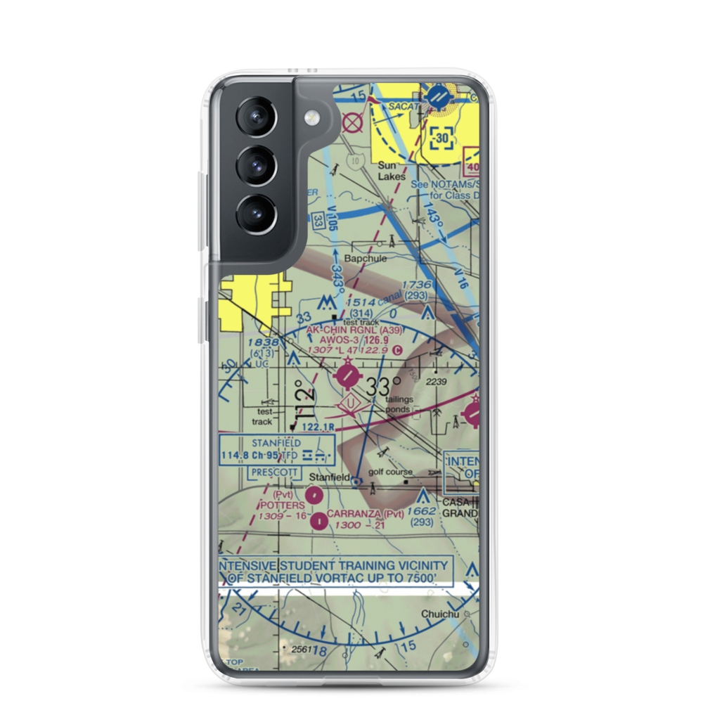 Ak-Chin Regional Airport (A39) VFR Sectional Samsung Case Samsung Galaxy S21 model shown