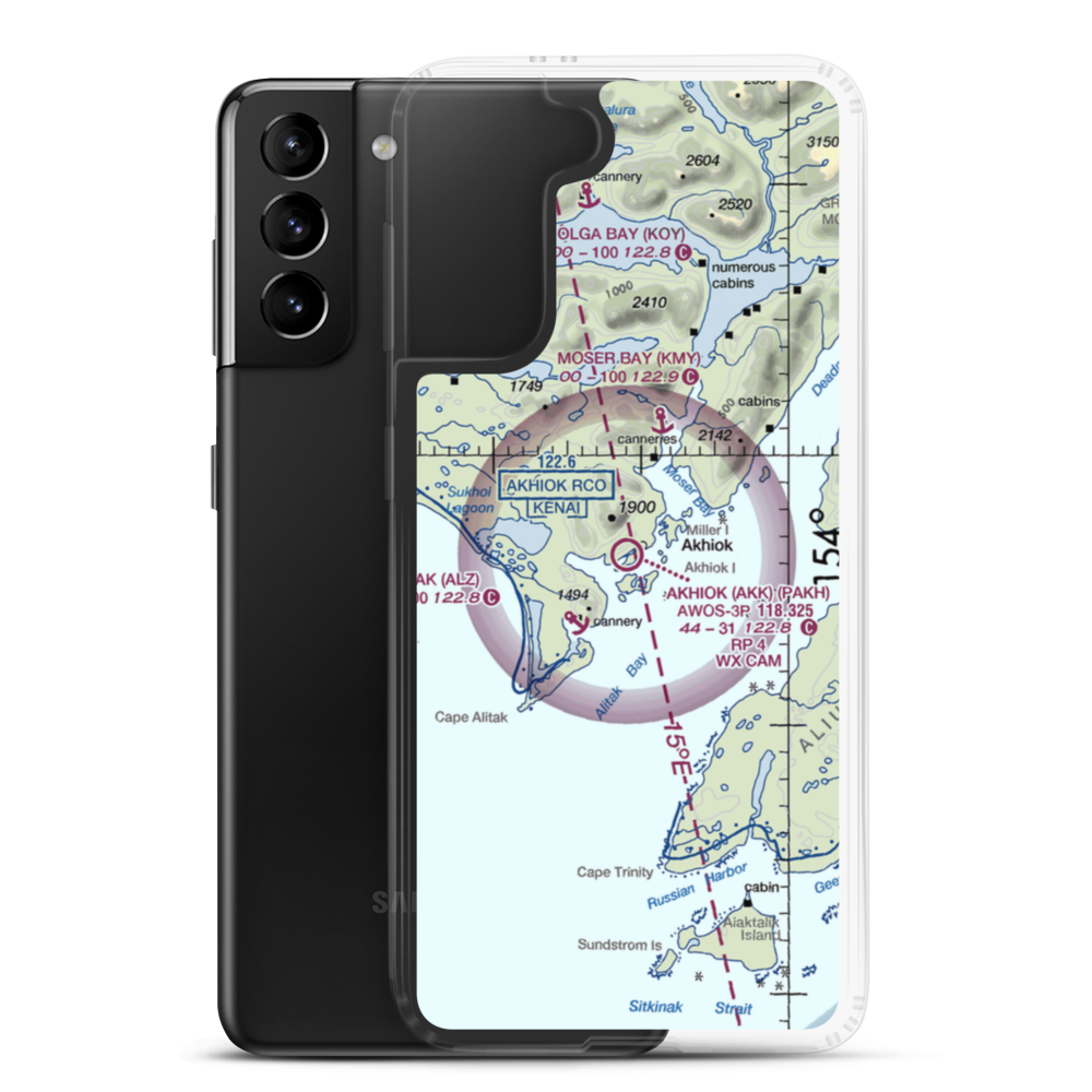 Akhiok Airport (AKK) VFR Sectional Samsung Case Samsung Galaxy S21 Plus model shown