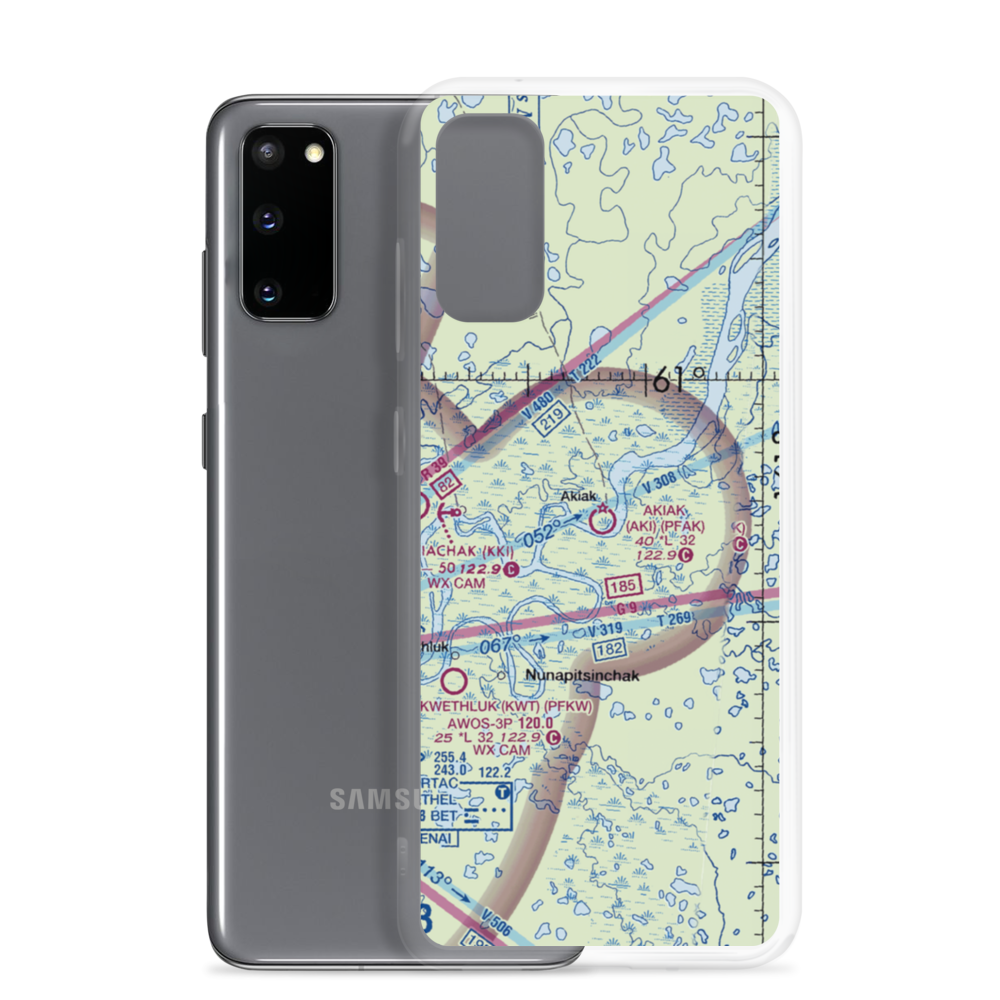 Akiak Airport (AKI) VFR Sectional Samsung Case Samsung Galaxy S20 model shown