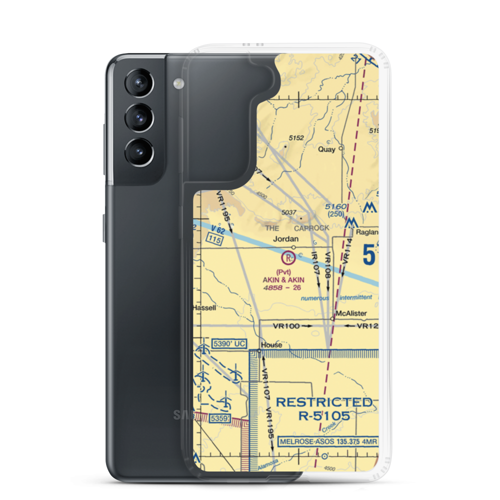 Akin and Akin Airport (NM73) VFR Sectional Samsung Case Samsung Galaxy S21 model shown
