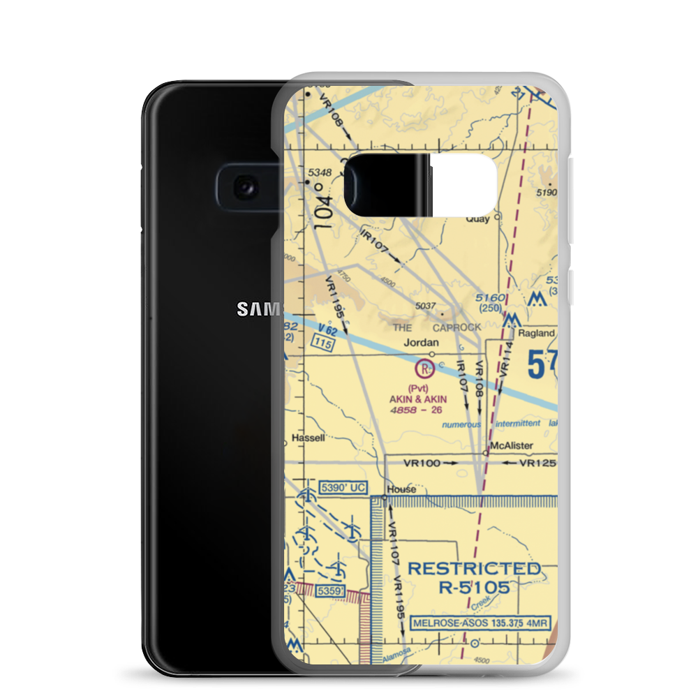 Akin and Akin Airport (NM73) VFR Sectional Samsung Case Samsung Galaxy S10e model shown