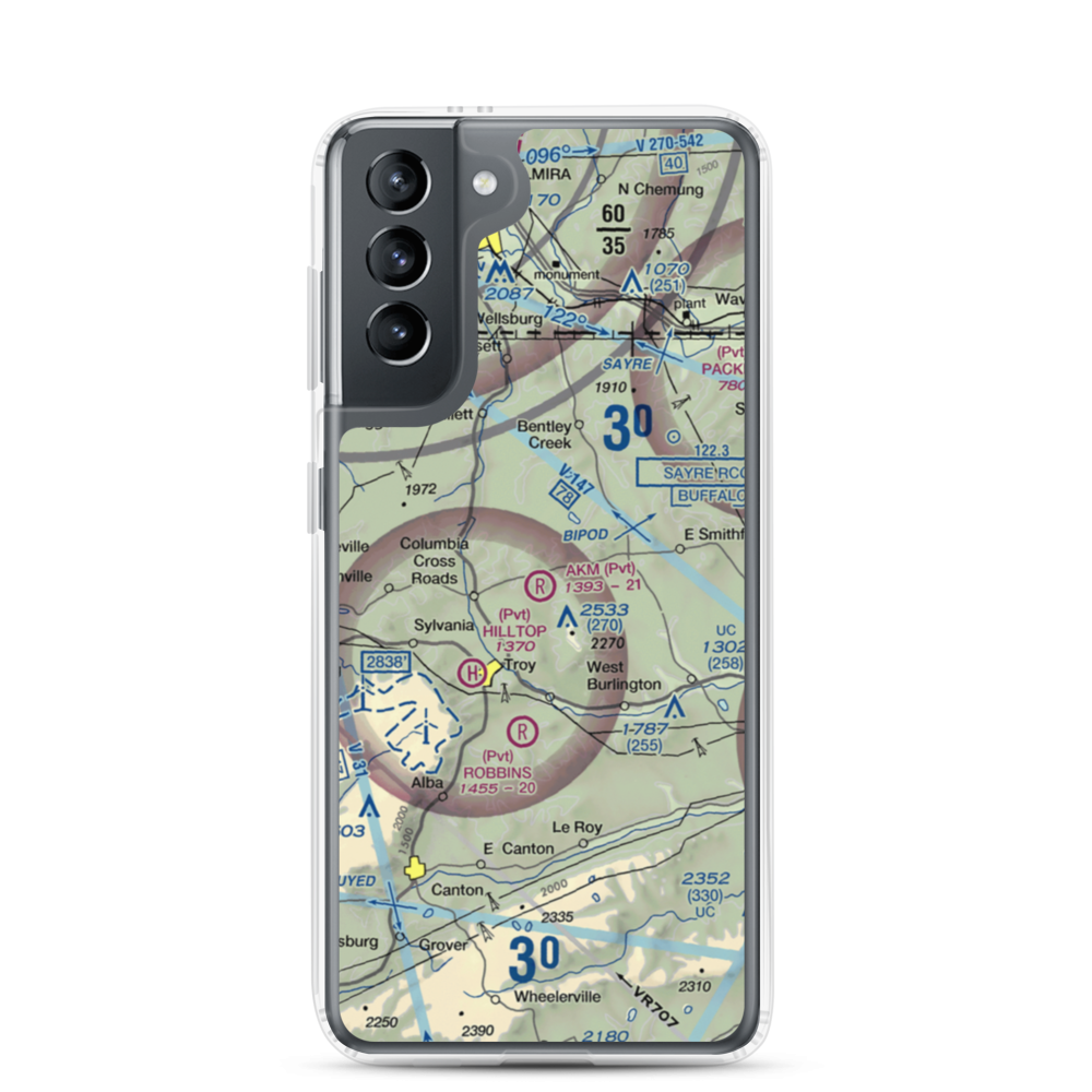 Akm Airfield (PN54) VFR Sectional Samsung Case Samsung Galaxy S21 model shown
