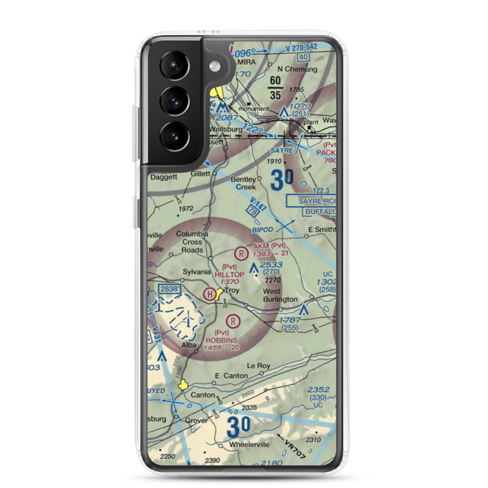 Akm Airfield (PN54) VFR Sectional Samsung Case Samsung Galaxy S21 Plus model shown