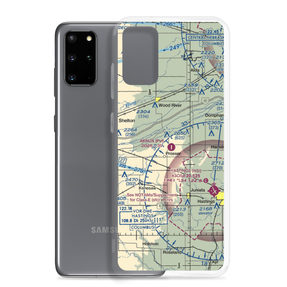 Aknux Airport (NE38) VFR Sectional Samsung Case Samsung Galaxy S20 Plus model shown