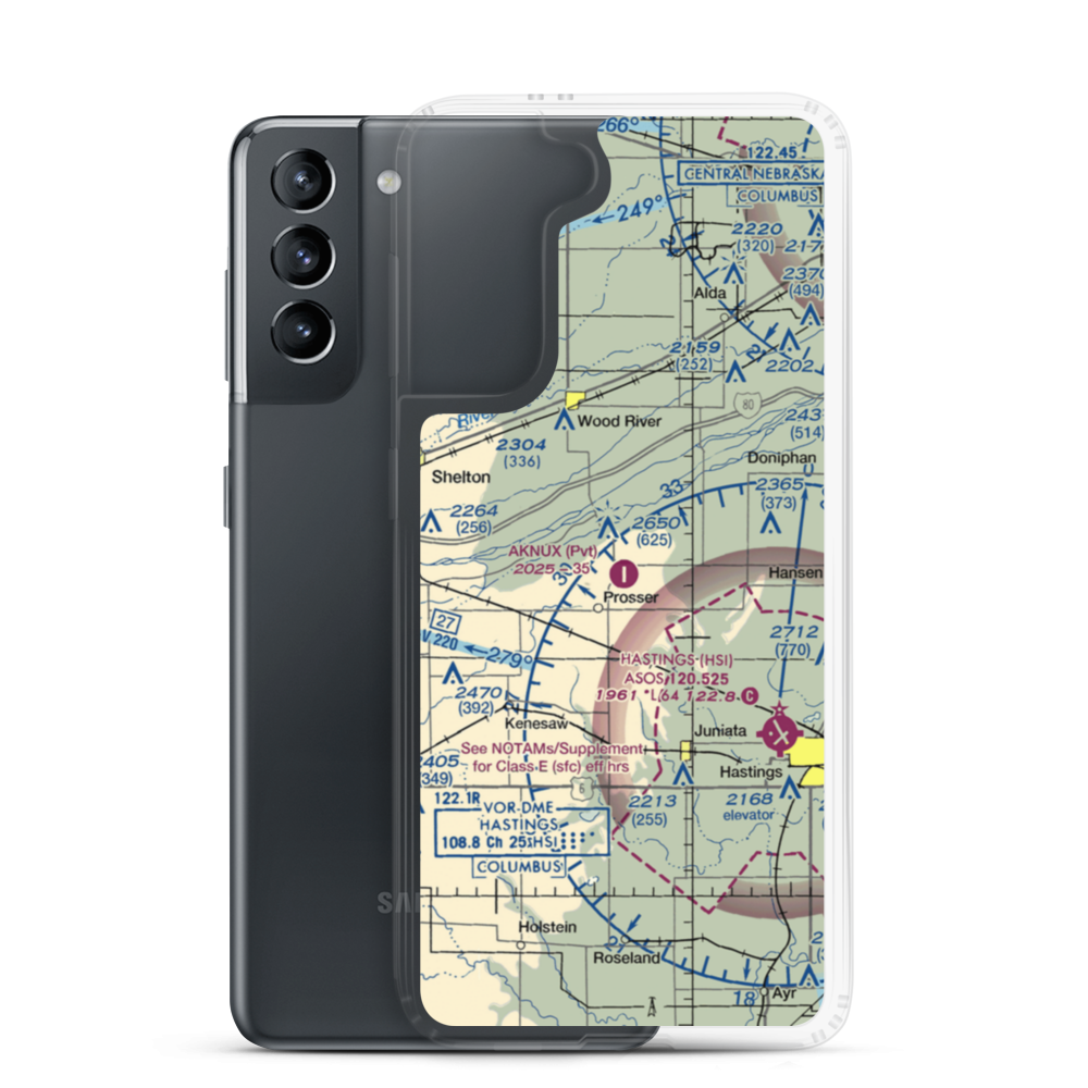 Aknux Airport (NE38) VFR Sectional Samsung Case Samsung Galaxy S21 model shown
