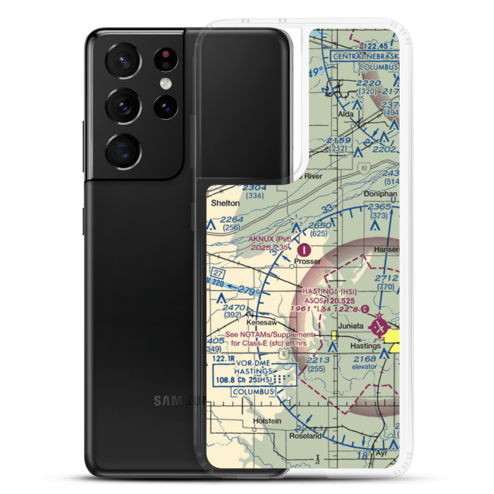 Aknux Airport (NE38) VFR Sectional Samsung Case Samsung Galaxy S21 Ultra model shown