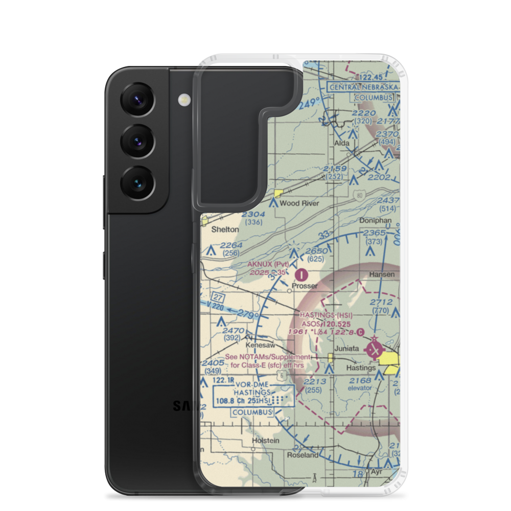 Aknux Airport (NE38) VFR Sectional Samsung Case Samsung Galaxy S22 model shown