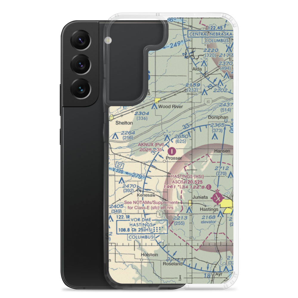 Aknux Airport (NE38) VFR Sectional Samsung Case Samsung Galaxy S22 Plus model shown