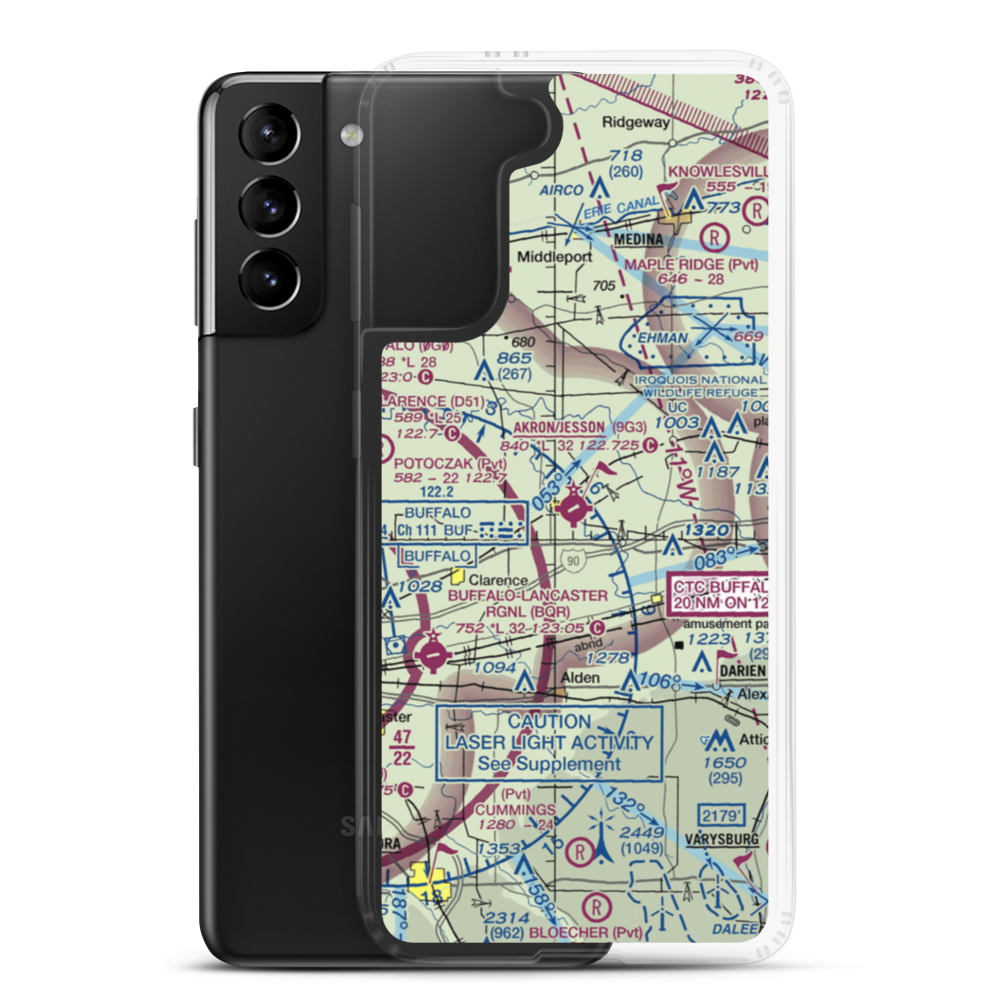Akron Airport/Jesson Field (9G3) VFR Sectional Samsung Case Samsung Galaxy S21 Plus model shown