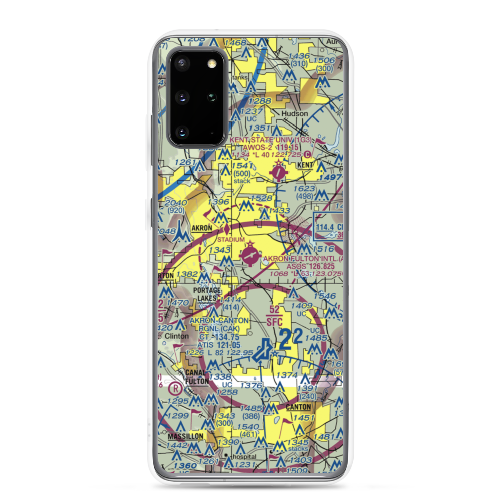 Akron Fulton International Airport (AKR) VFR Sectional Samsung Case Samsung Galaxy S20 Plus model shown