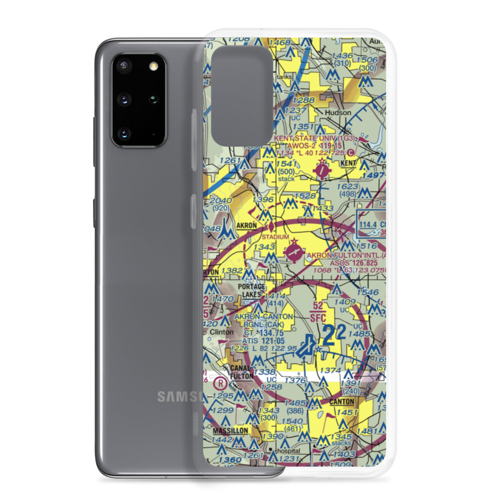 Akron Fulton International Airport (AKR) VFR Sectional Samsung Case Samsung Galaxy S20 Plus model shown
