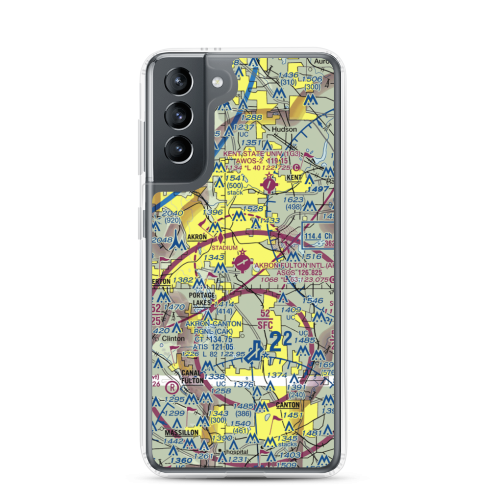 Akron Fulton International Airport (AKR) VFR Sectional Samsung Case Samsung Galaxy S21 model shown