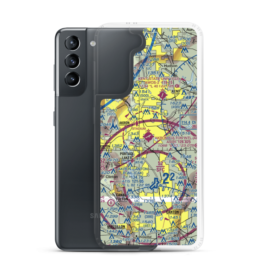 Akron Fulton International Airport (AKR) VFR Sectional Samsung Case Samsung Galaxy S21 model shown