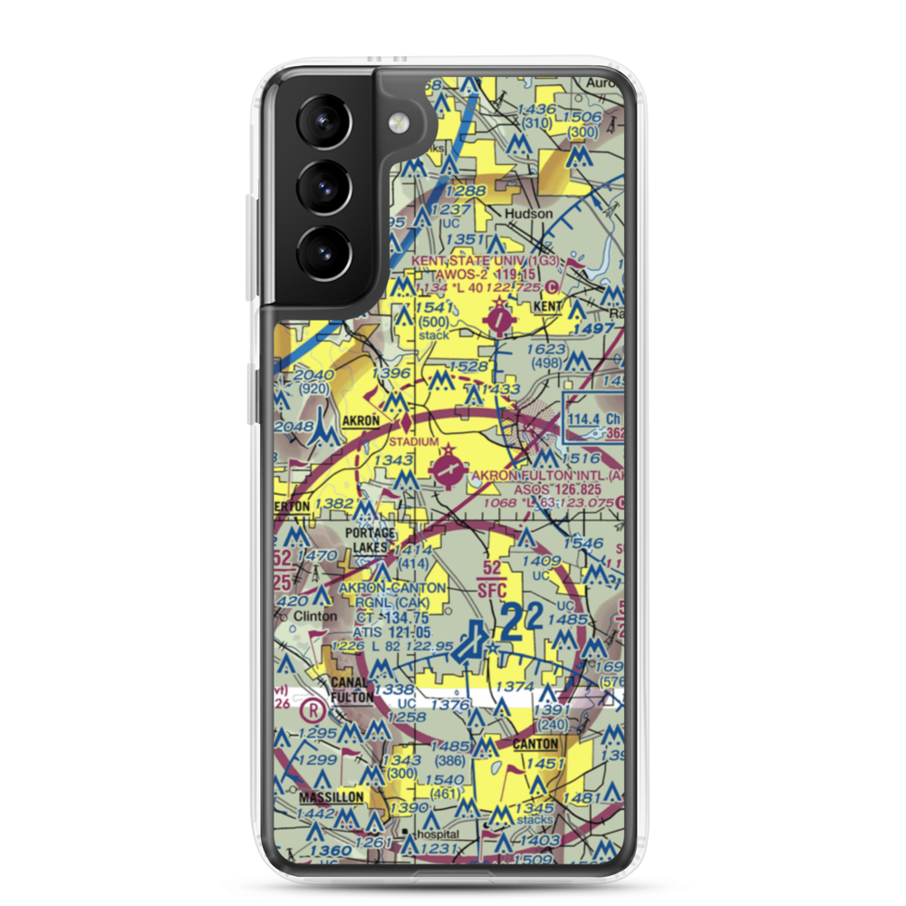 Akron Fulton International Airport (AKR) VFR Sectional Samsung Case Samsung Galaxy S21 Plus model shown