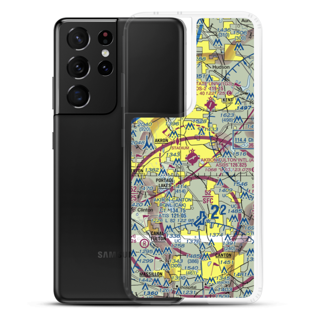 Akron Fulton International Airport (AKR) VFR Sectional Samsung Case Samsung Galaxy S21 Ultra model shown