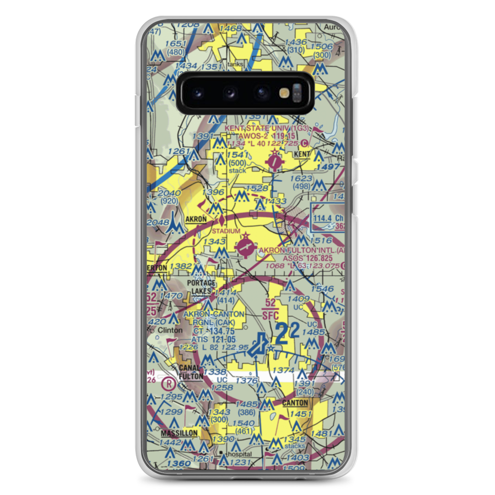 Akron Fulton International Airport (AKR) VFR Sectional Samsung Case Samsung Galaxy S10+ model shown