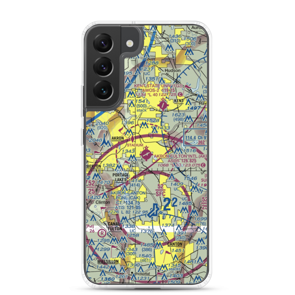 Akron Fulton International Airport (AKR) VFR Sectional Samsung Case Samsung Galaxy S22 Plus model shown