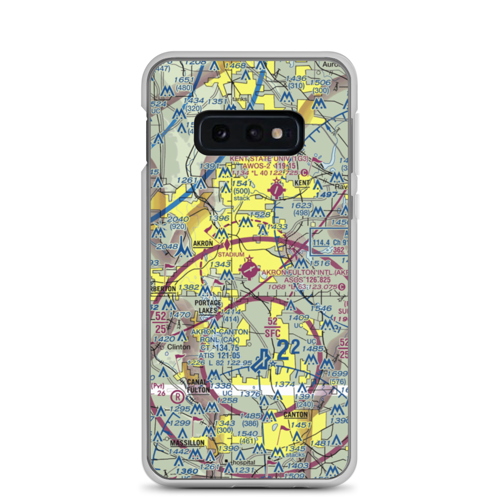 Akron Fulton International Airport (AKR) VFR Sectional Samsung Case Samsung Galaxy S10e model shown