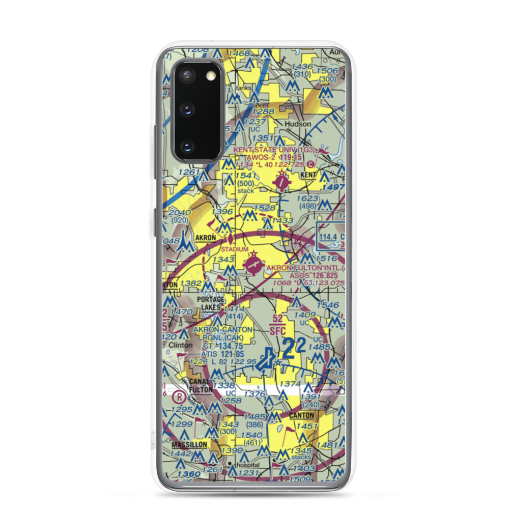 Akron Fulton International Airport (AKR) VFR Sectional Samsung Case Samsung Galaxy S20 model shown
