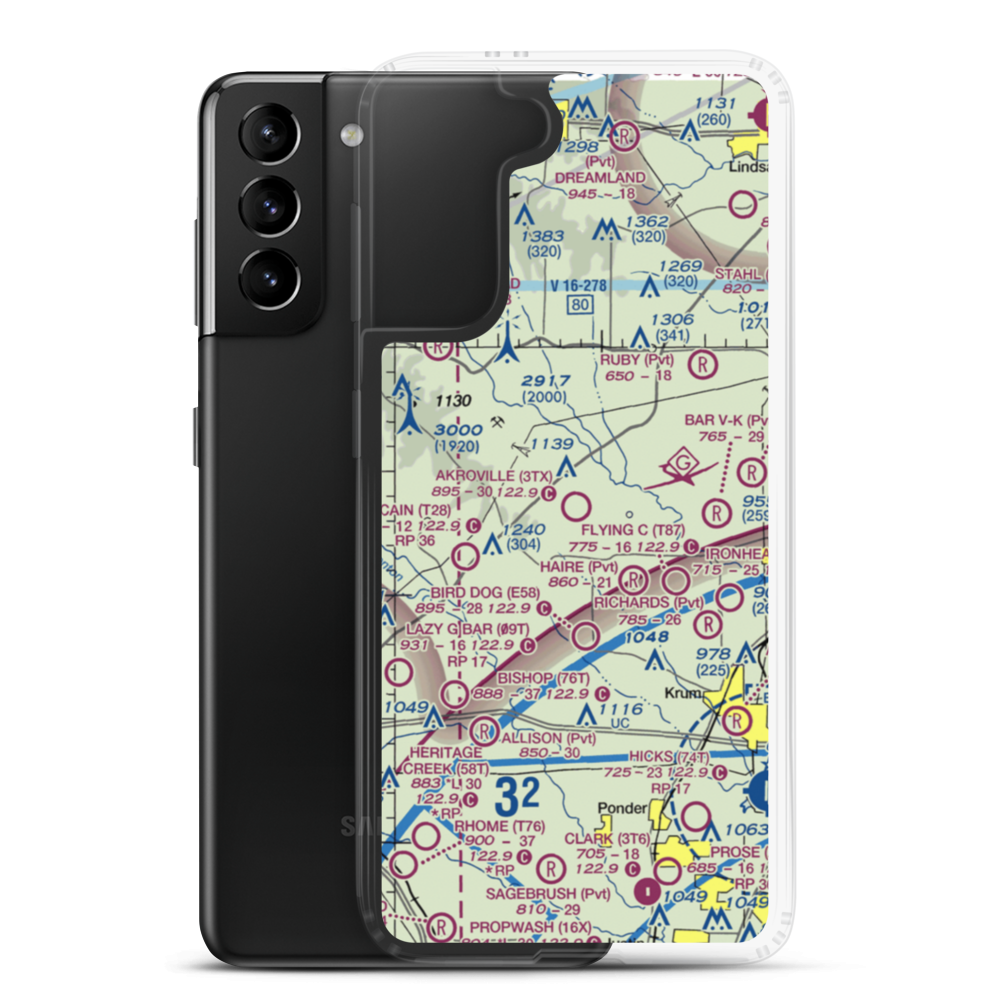 Akroville Airport (3TX) VFR Sectional Samsung Case Samsung Galaxy S21 Plus model shown