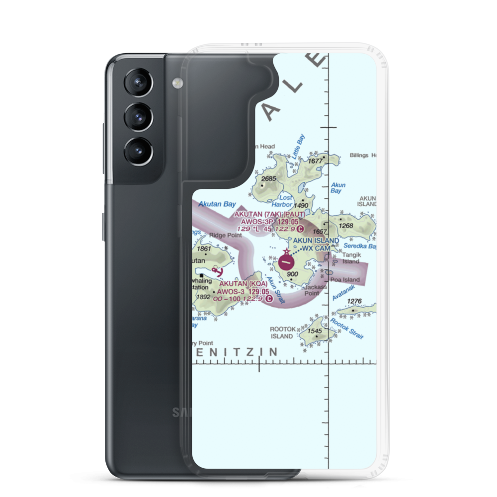 Akun Airport (7AK) VFR Sectional Samsung Case Samsung Galaxy S21 model shown