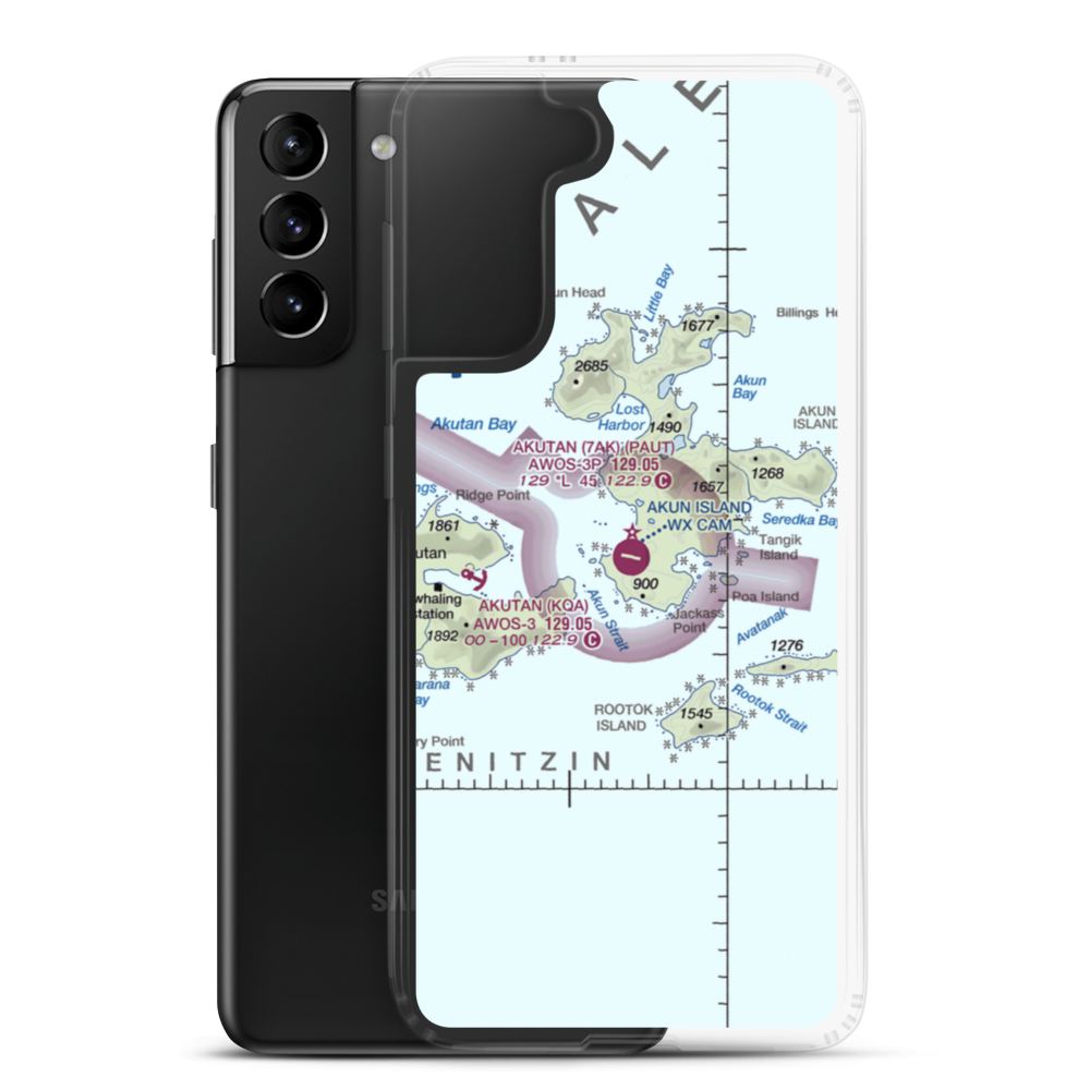 Akun Airport (7AK) VFR Sectional Samsung Case Samsung Galaxy S21 Plus model shown