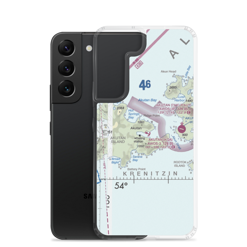 Akutan Seaplane Base (KQA) VFR Sectional Samsung Case Samsung Galaxy S22 model shown