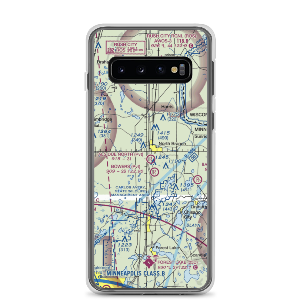 Al's Due North Airport (MY90) VFR Sectional Samsung Case Samsung Galaxy S10 model shown