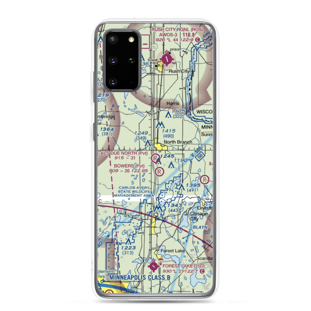 Al's Due North Airport (MY90) VFR Sectional Samsung Case Samsung Galaxy S20 Plus model shown