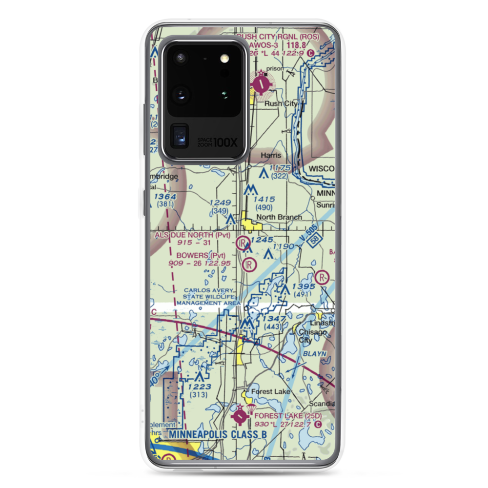 Al's Due North Airport (MY90) VFR Sectional Samsung Case Samsung Galaxy S20 Ultra model shown