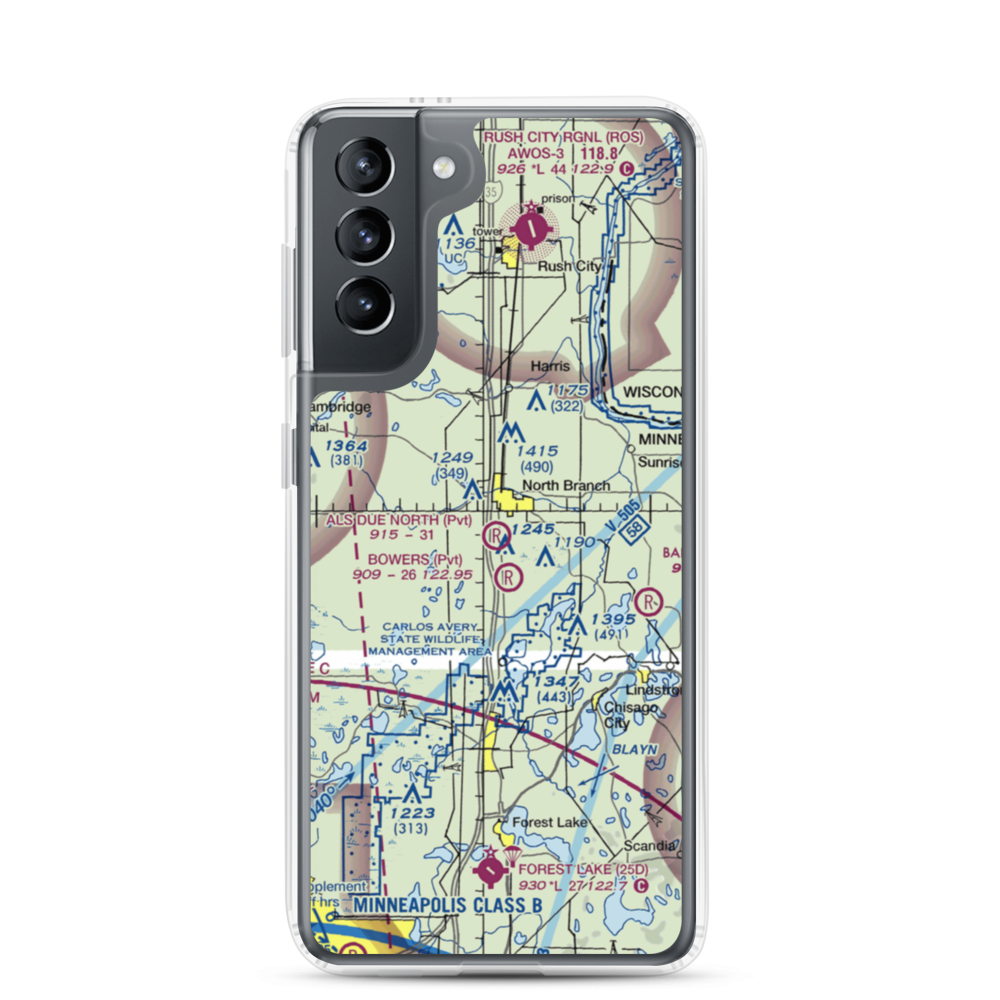 Al's Due North Airport (MY90) VFR Sectional Samsung Case Samsung Galaxy S21 model shown