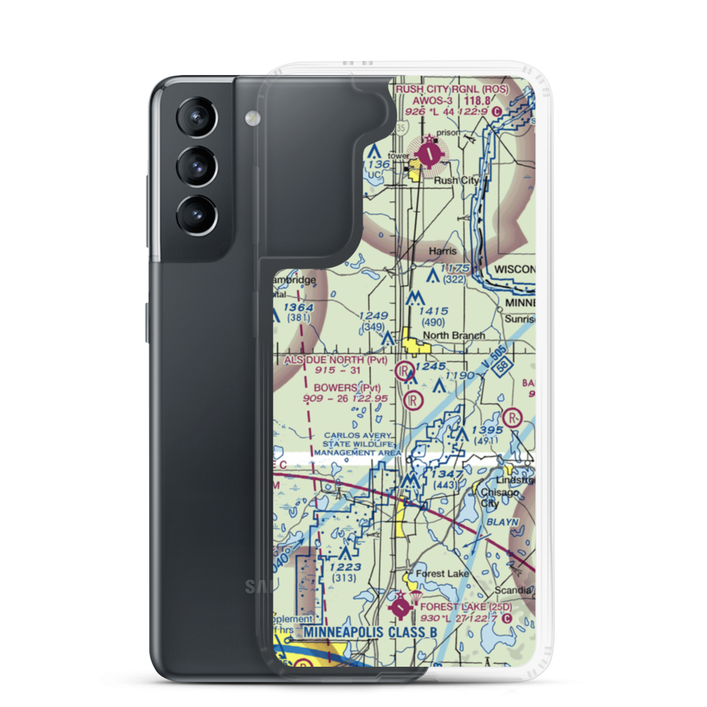 Al's Due North Airport (MY90) VFR Sectional Samsung Case Samsung Galaxy S21 model shown