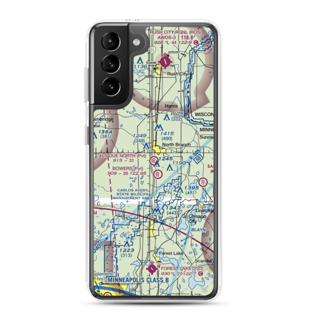 Al's Due North Airport (MY90) VFR Sectional Samsung Case Samsung Galaxy S21 Plus model shown