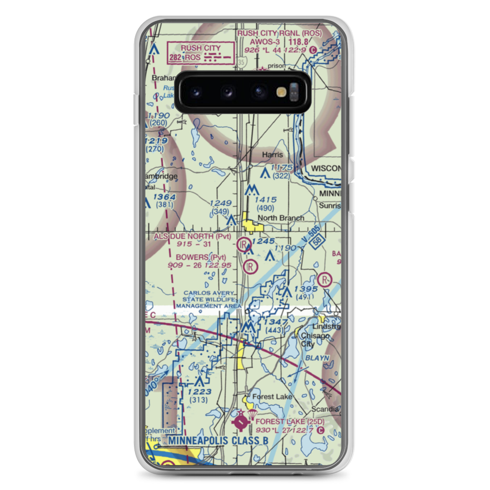 Al's Due North Airport (MY90) VFR Sectional Samsung Case Samsung Galaxy S10+ model shown