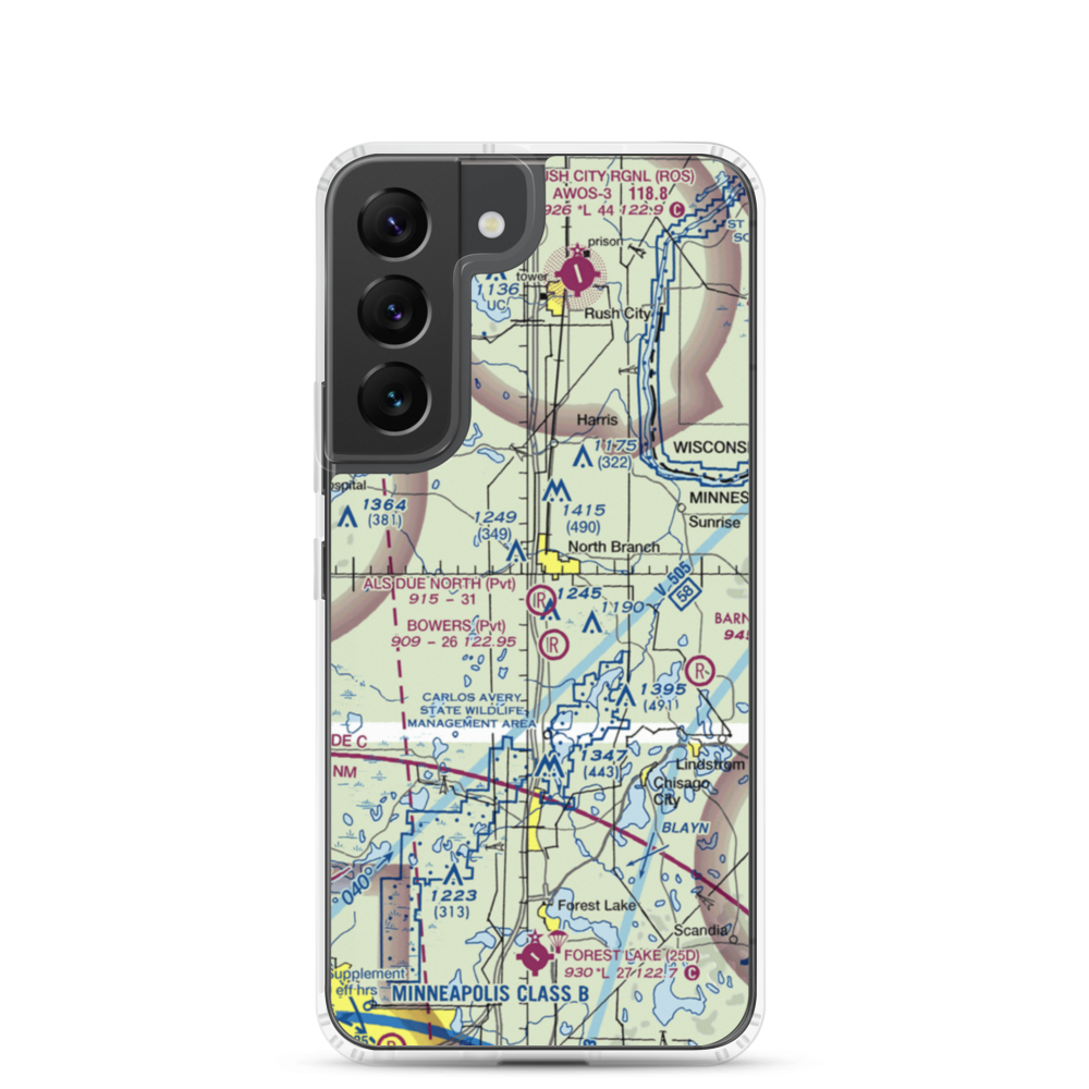 Al's Due North Airport (MY90) VFR Sectional Samsung Case Samsung Galaxy S22 model shown