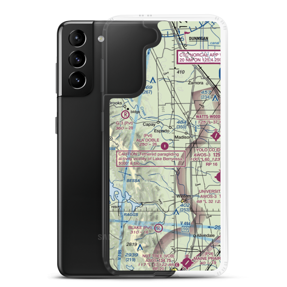 Ala Doble Airport (CA34) VFR Sectional Samsung Case Samsung Galaxy S21 Plus model shown