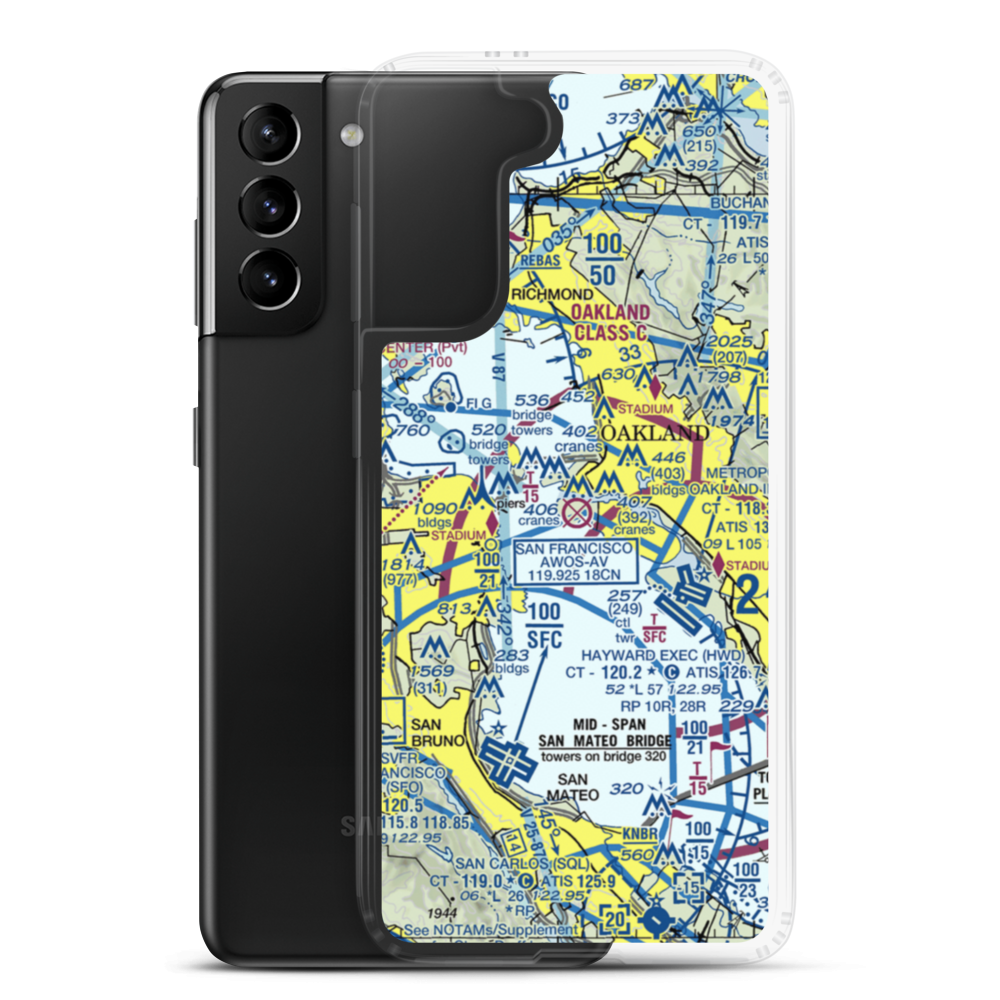 Alameda Naval Air Station (NGZ) VFR Sectional Samsung Case Samsung Galaxy S21 Plus model shown