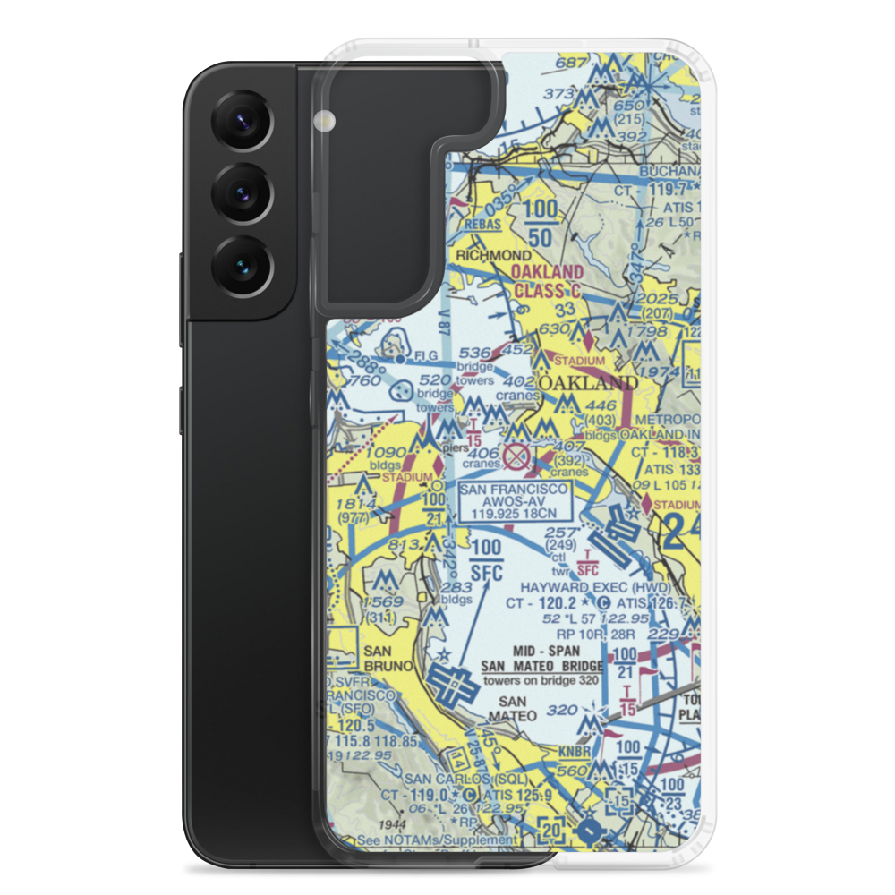 Alameda Naval Air Station (NGZ) VFR Sectional Samsung Case Samsung Galaxy S22 Plus model shown