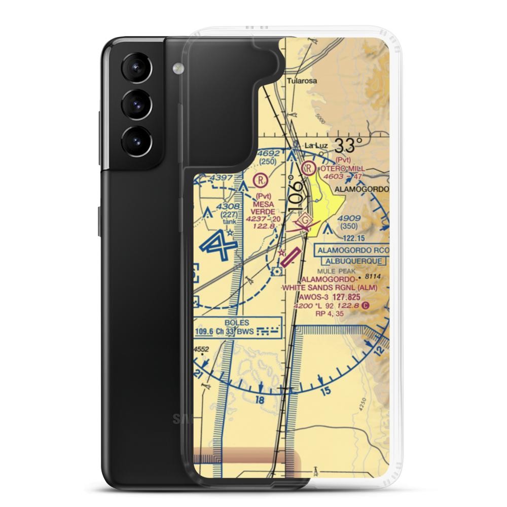 Alamogordo White Sands Regional Airport (ALM) VFR Sectional Samsung Case Samsung Galaxy S21 Plus model shown
