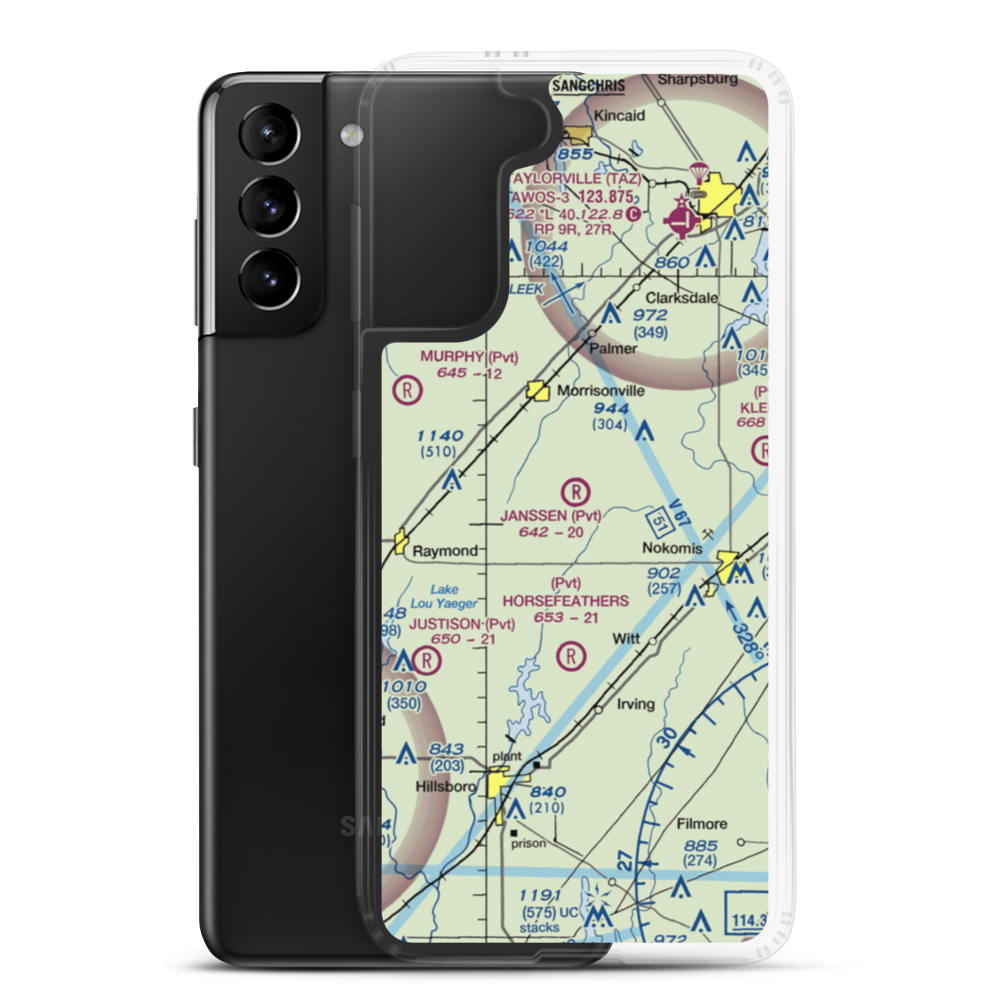 Alan B. Janssen Airport (4LL9) VFR Sectional Samsung Case Samsung Galaxy S21 Plus model shown