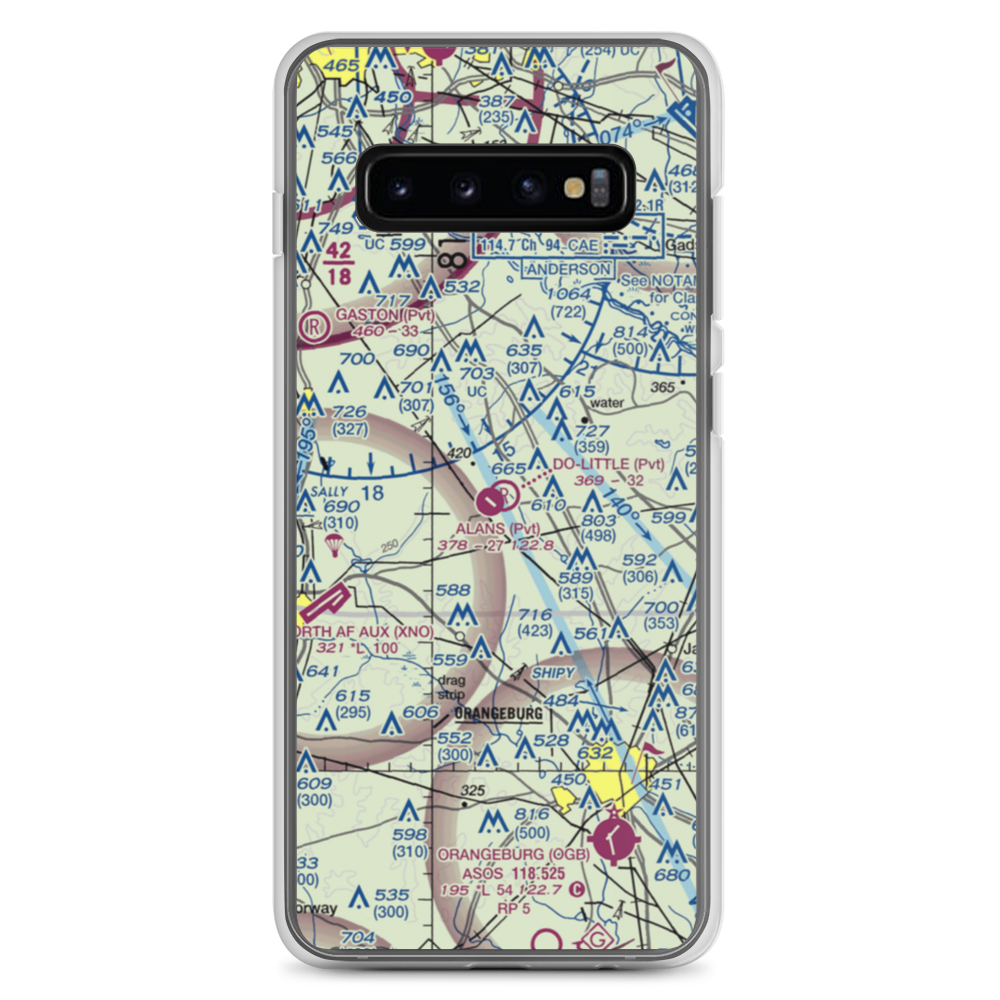 Alan's Airport (SC07) VFR Sectional Samsung Case Samsung Galaxy S10+ model shown