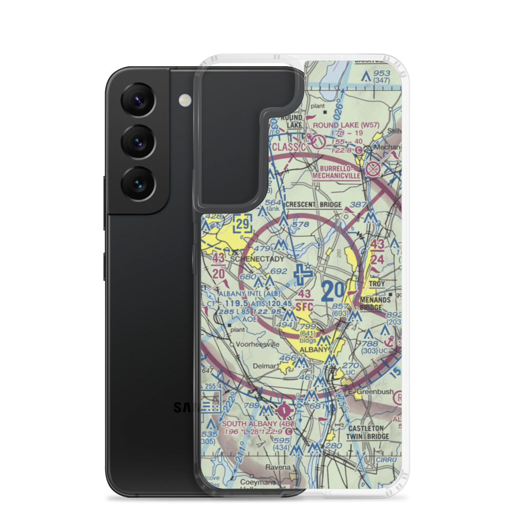 Albany International Airport (ALB) VFR Sectional Samsung Case Samsung Galaxy S22 model shown