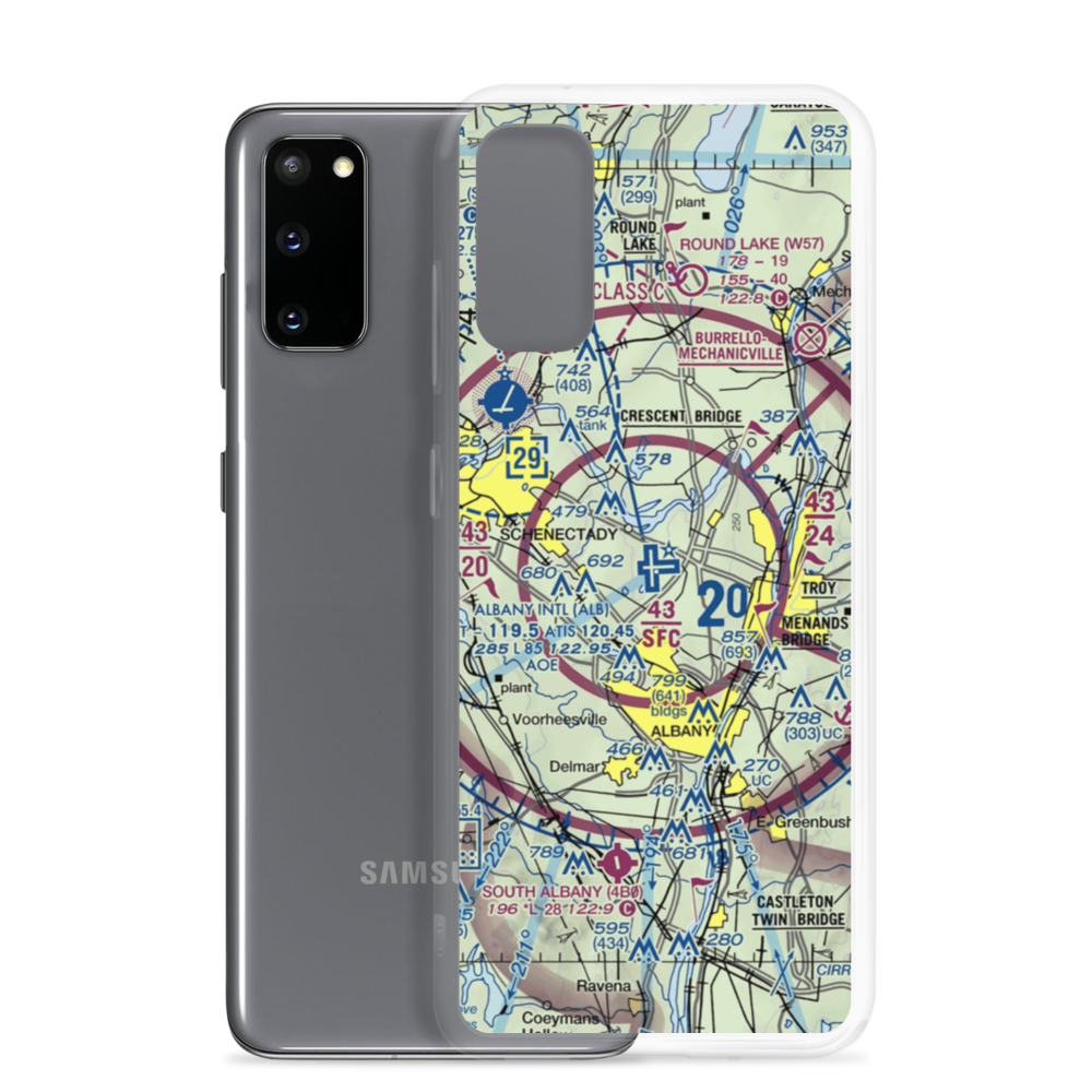 Albany International Airport (ALB) VFR Sectional Samsung Case Samsung Galaxy S20 model shown