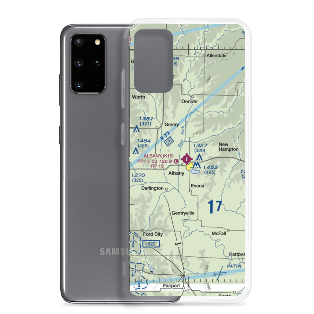 Albany Municipal Airport (K19) VFR Sectional Samsung Case Samsung Galaxy S20 Plus model shown