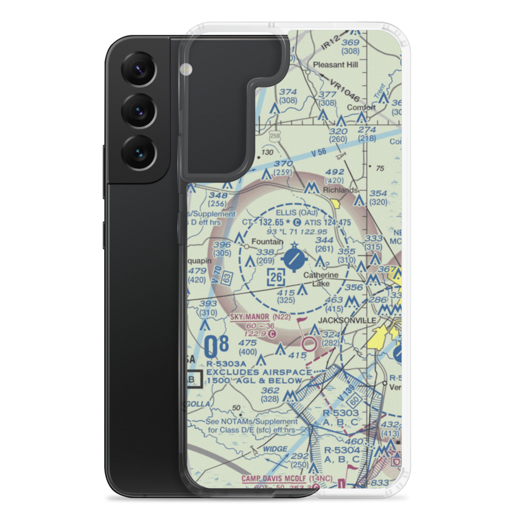 Albert J Ellis Airport (OAJ) VFR Sectional Samsung Case Samsung Galaxy S22 Plus model shown