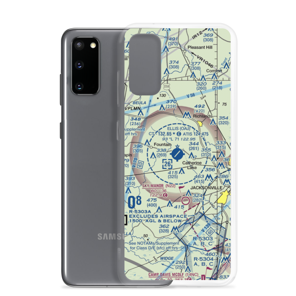 Albert J Ellis Airport (OAJ) VFR Sectional Samsung Case Samsung Galaxy S20 model shown
