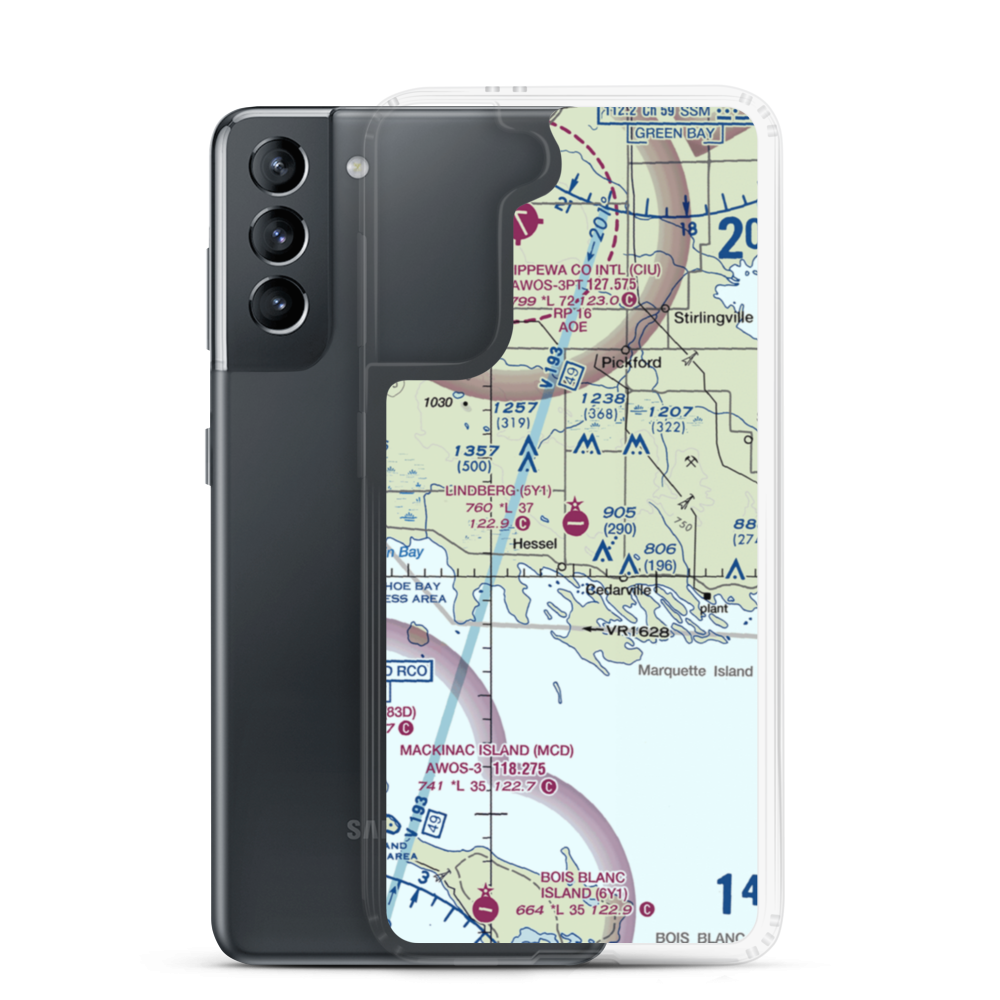 Albert J Lindberg Airport (5Y1) VFR Sectional Samsung Case Samsung Galaxy S21 model shown