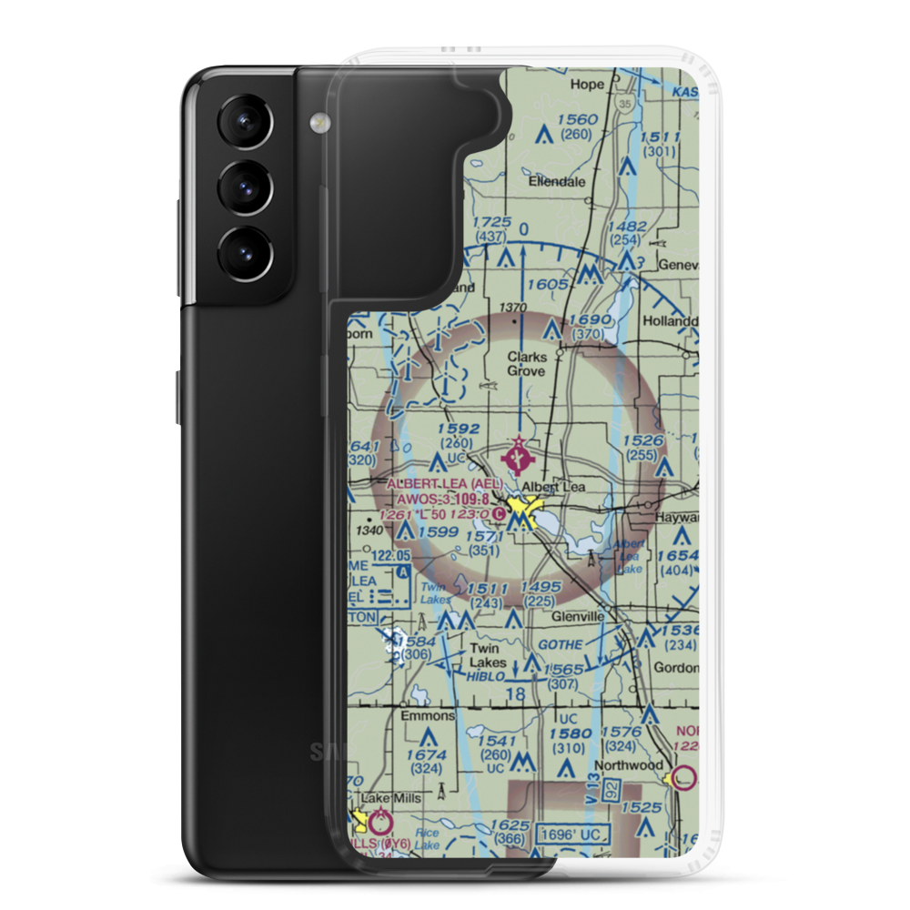 Albert Lea Municipal Airport (AEL) VFR Sectional Samsung Case Samsung Galaxy S21 Plus model shown