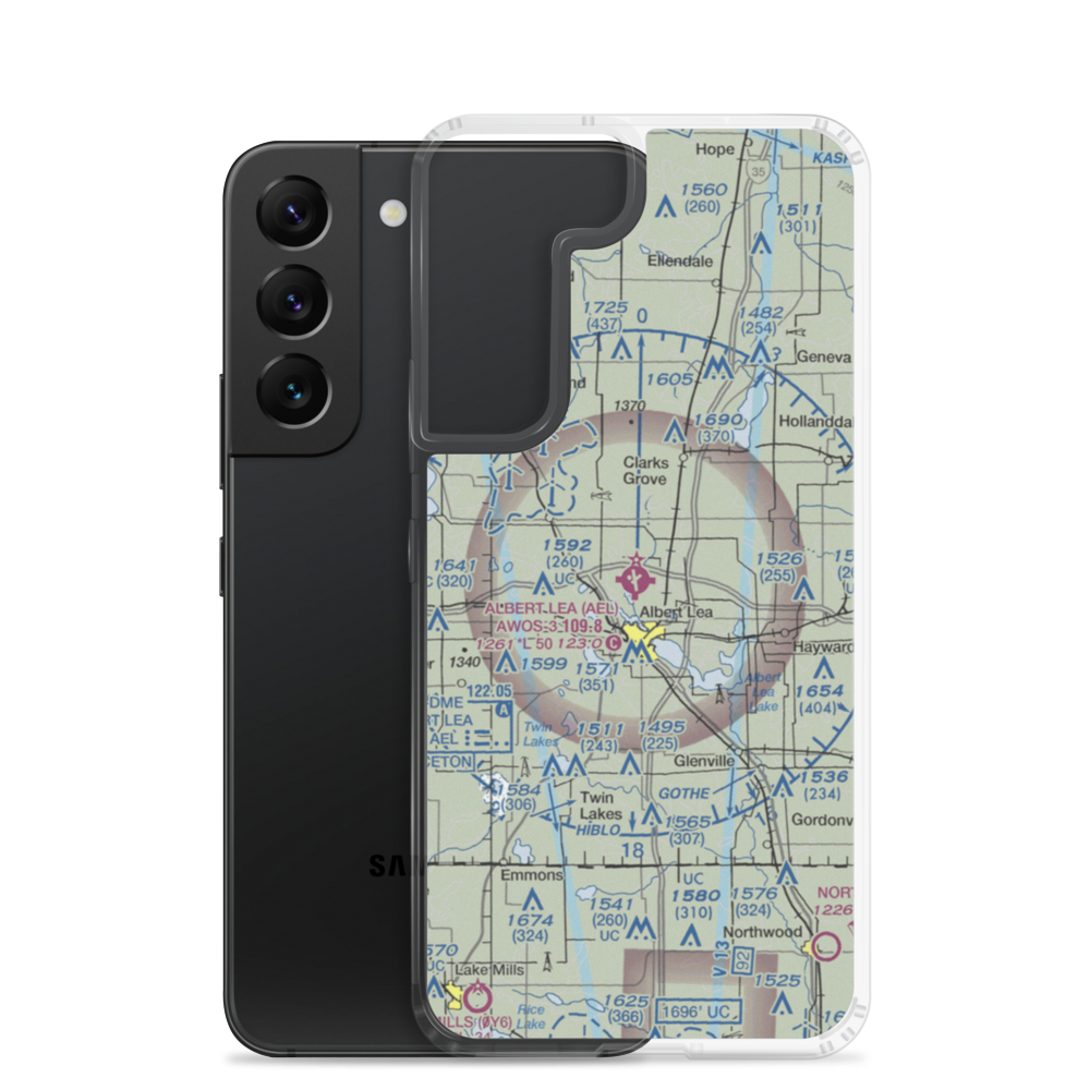 Albert Lea Municipal Airport (AEL) VFR Sectional Samsung Case Samsung Galaxy S22 model shown